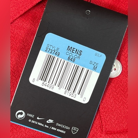 NWT Nike Golf Medium Classic Red Swoosh Logo Sunday Red Tiger Woods Dri-Fit Polo - Picture 8 of 11